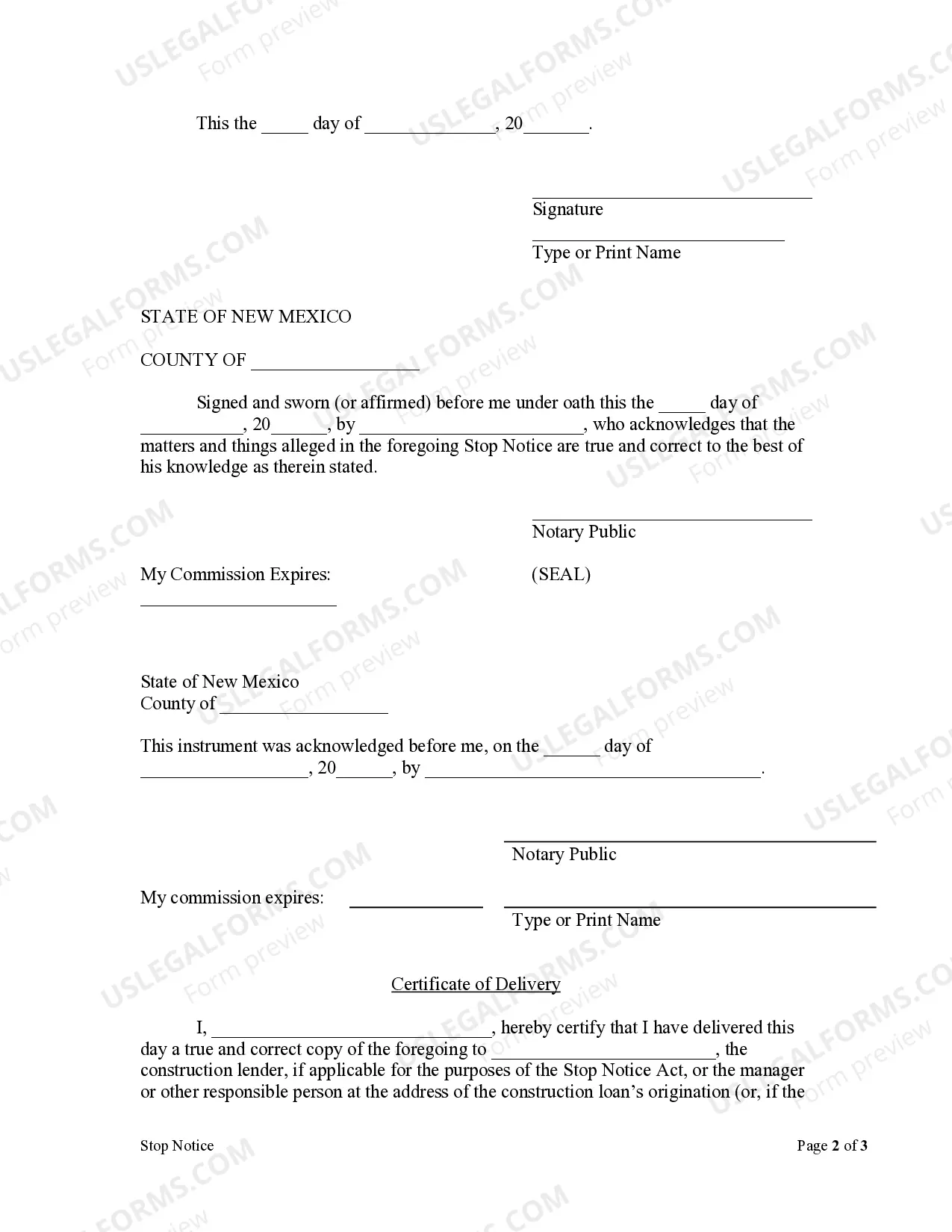 Preview Stop Notice - Individual