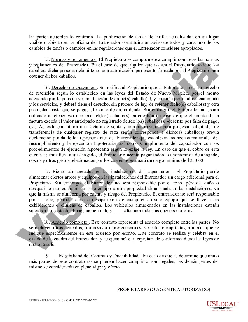 Preview Contrato de Entrenamiento - Caballo Equino Formas