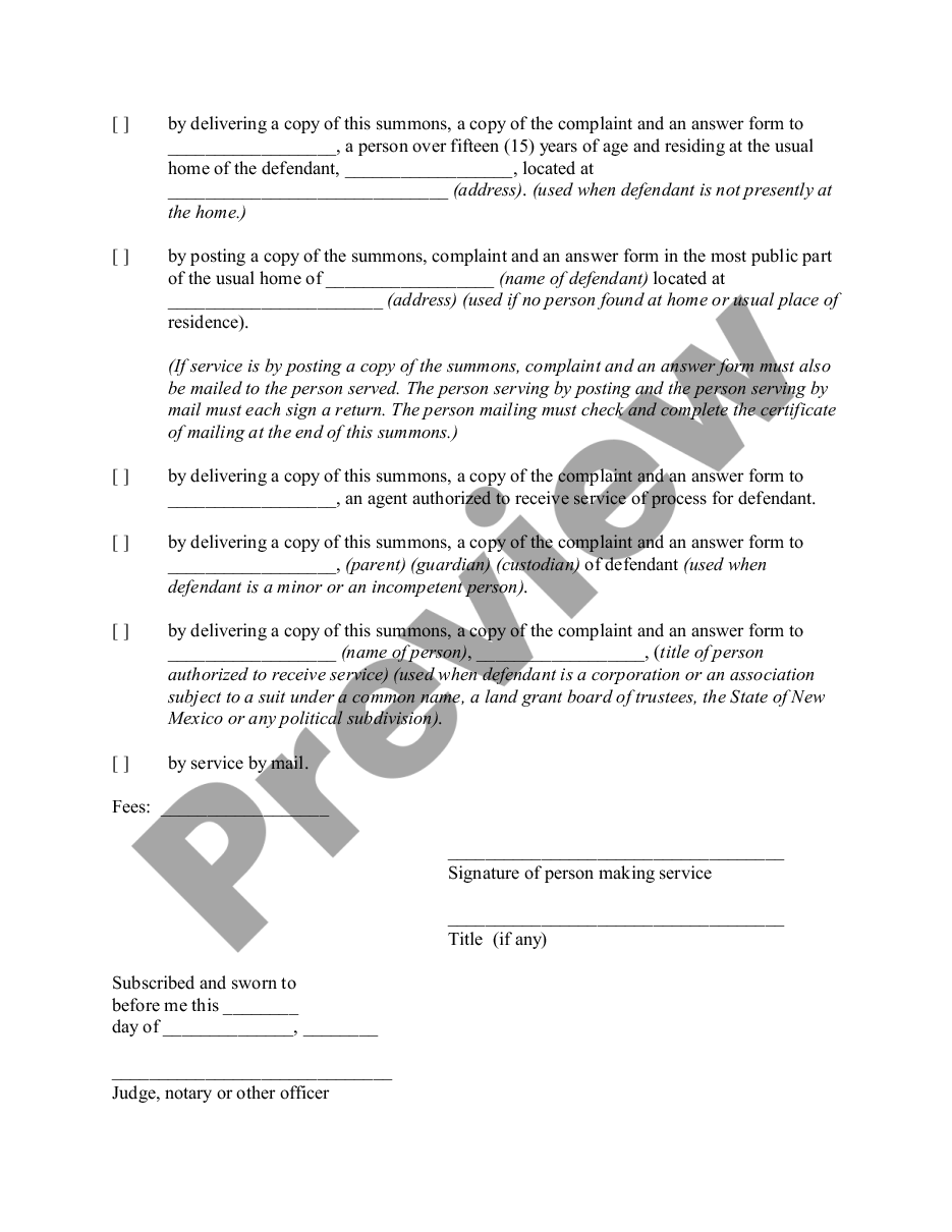 page 2 Civil Summons preview