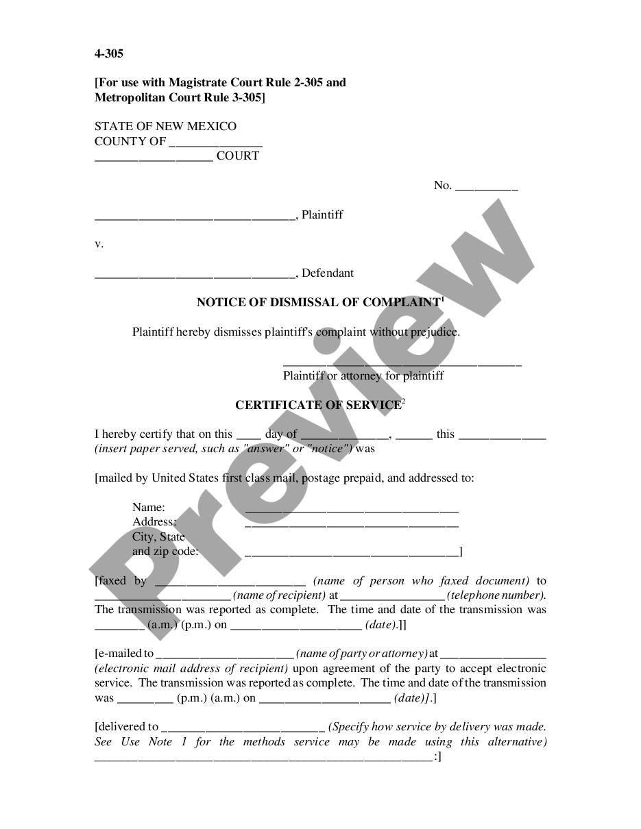 page 0 Notice of Dismissal of Complaint preview