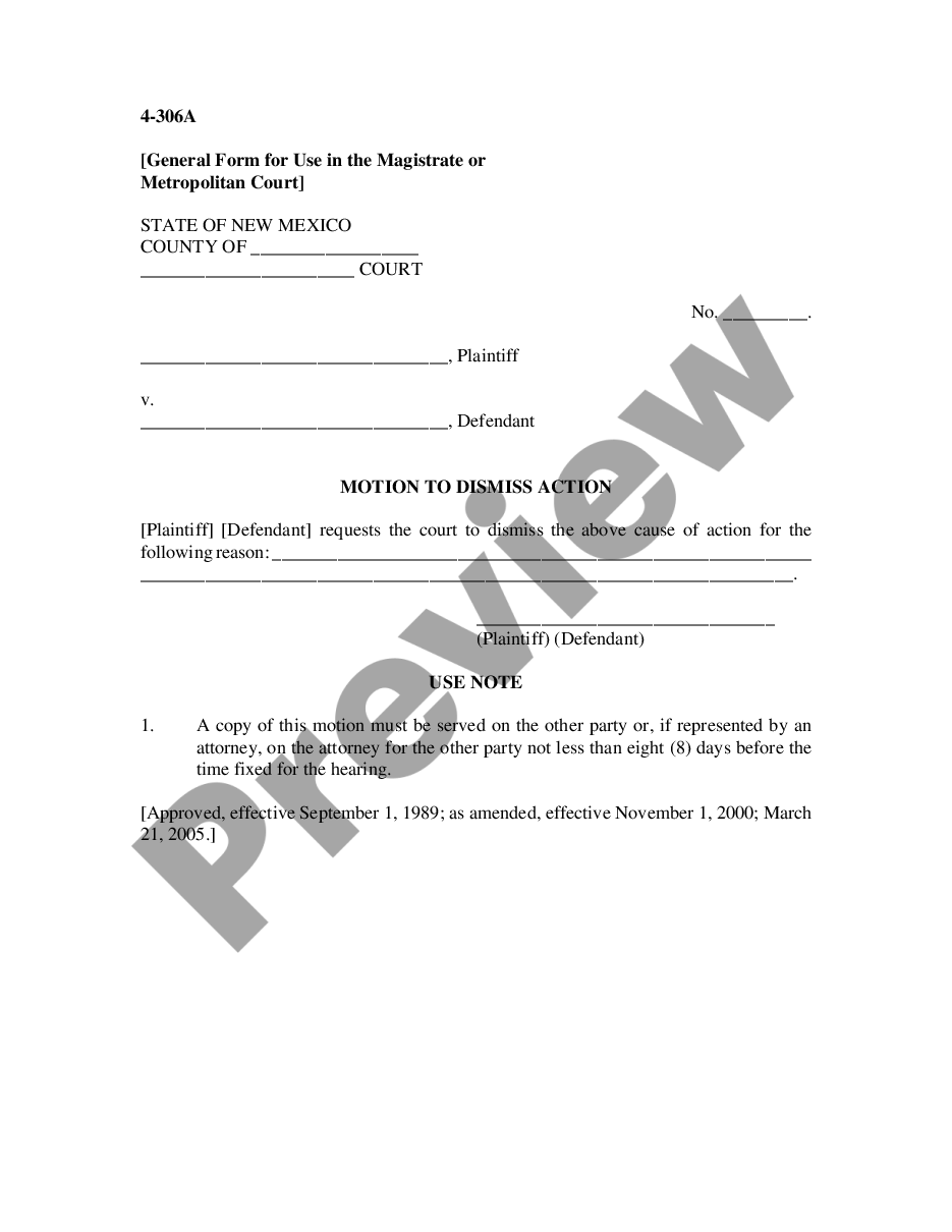 form Motion to Dismiss Action preview