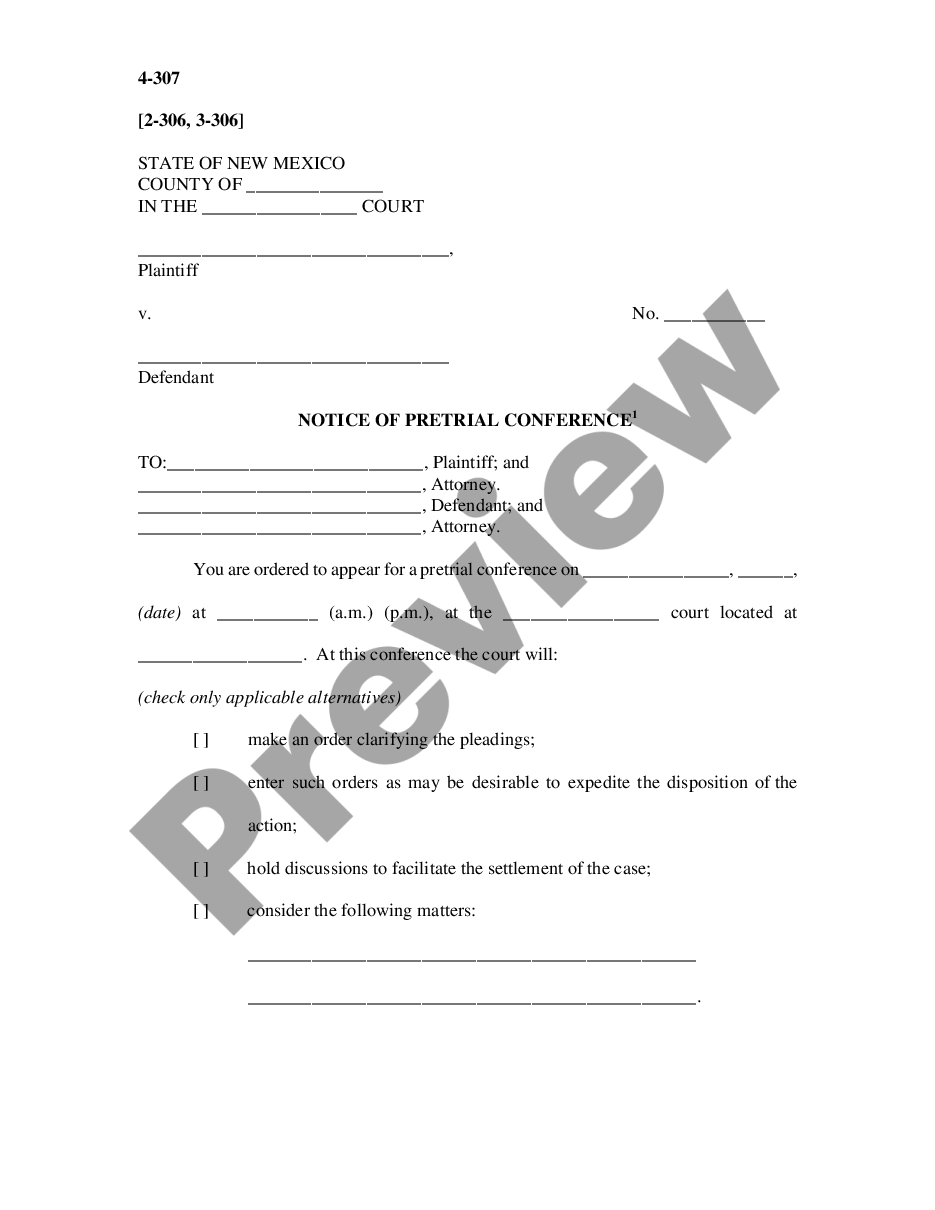 page 0 Notice of Pretrial Conference preview