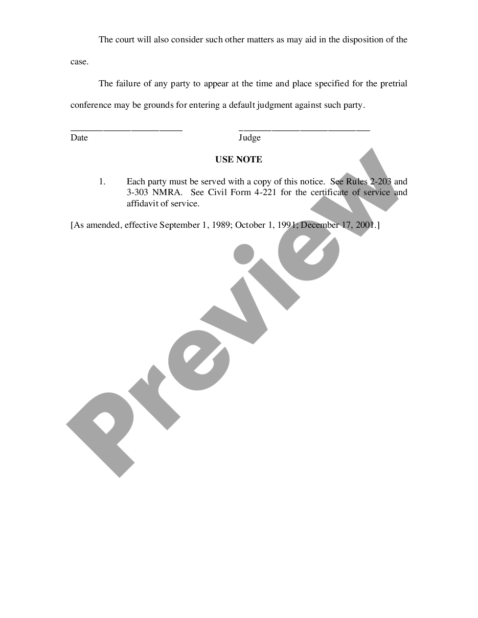 page 1 Notice of Pretrial Conference preview
