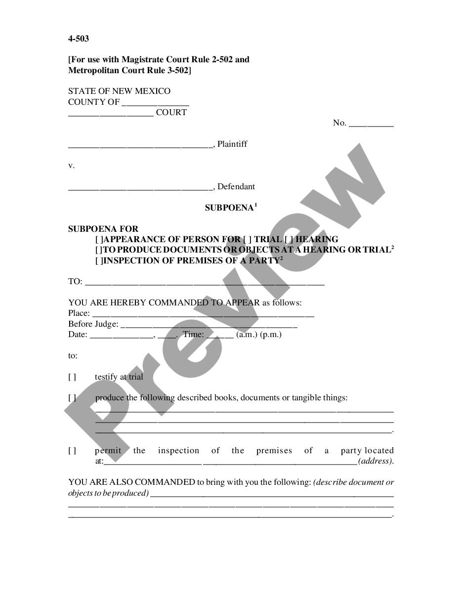 page 0 Subpoena preview