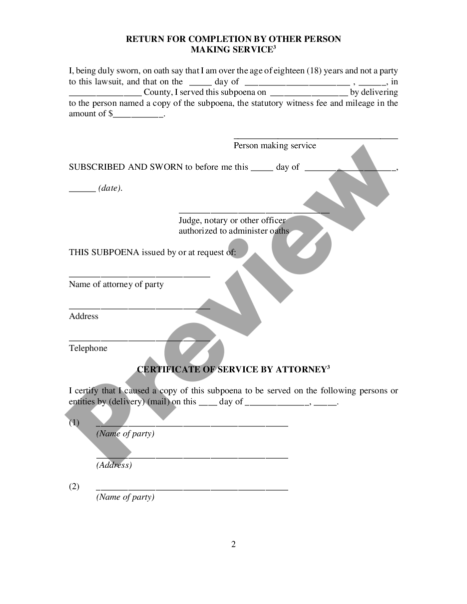 page 1 Subpoena for Appearance of Person For a Statement preview