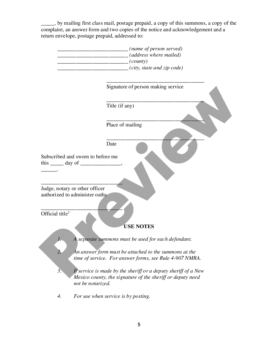 form Summons and Notice of Trial on Petition for Writ of Restitution - Uniform Owner-Resident Relations Act preview