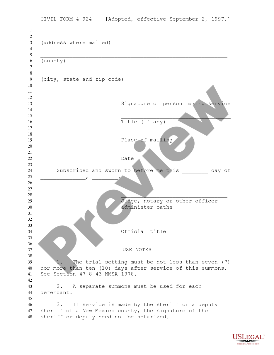 page 5 Summons and Notice of Trial on Petition for Termination of Tenancy - Mobile Home Park Act preview