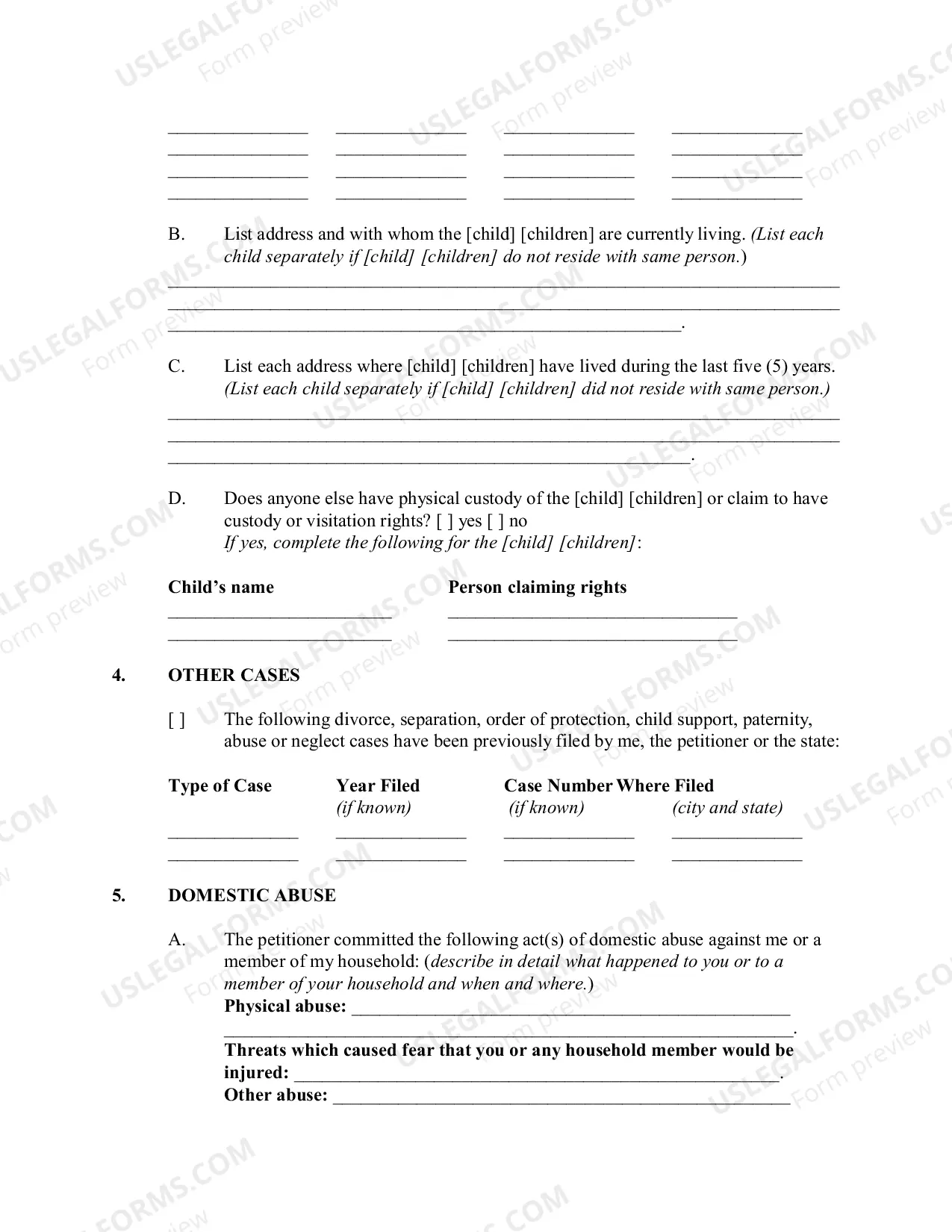 Preview Counterpetition for Order of Protection from Domestic Abuse