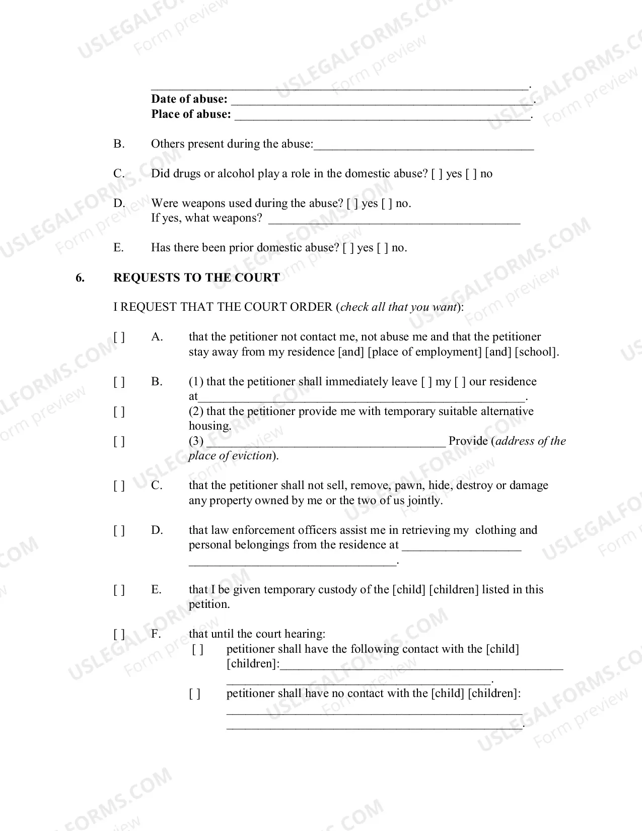 Preview Counterpetition for Order of Protection from Domestic Abuse
