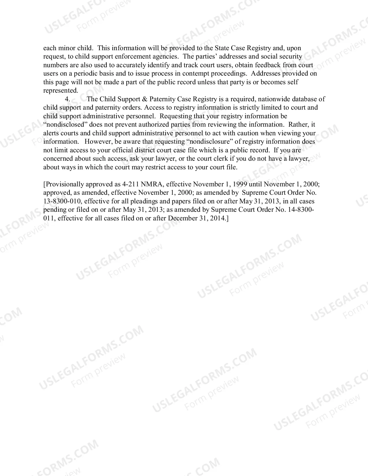 Preview Domestic Relations Information Sheet