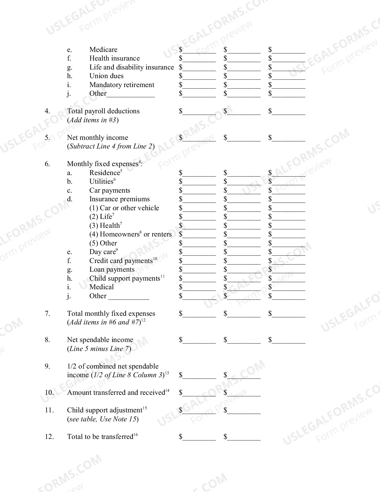 Preview Interim Monthly Income and Expenses Statement