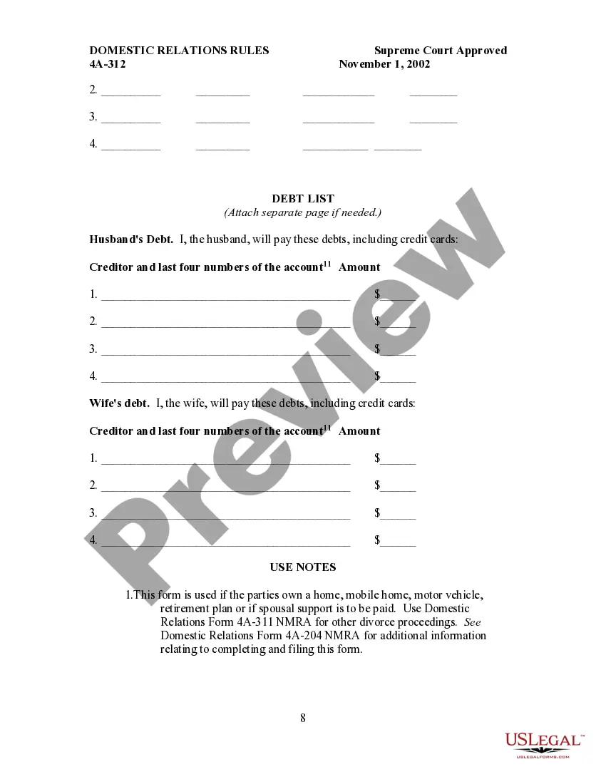 Preview Certificate as to the State of the Record - Domestic Relations Actions
