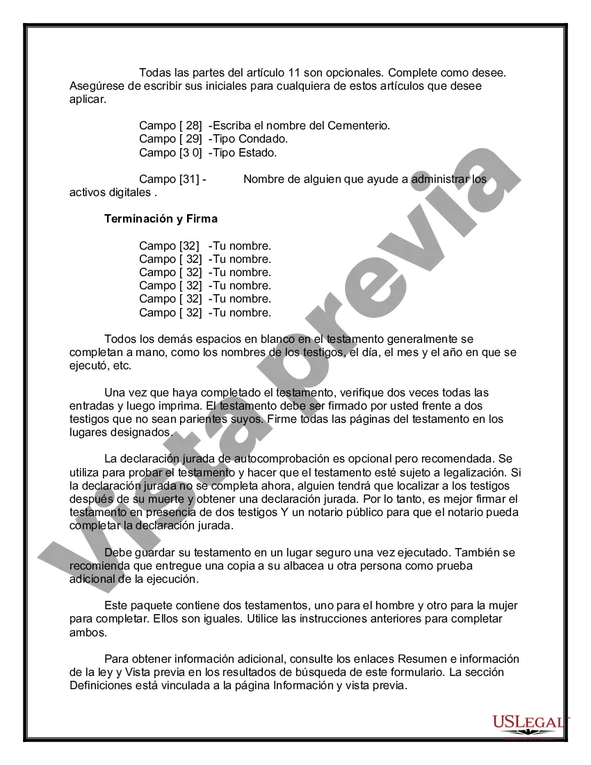 Preview Testamentos mutuos que contienen última voluntad y testamentos para personas solteras que viven juntas sin hijos