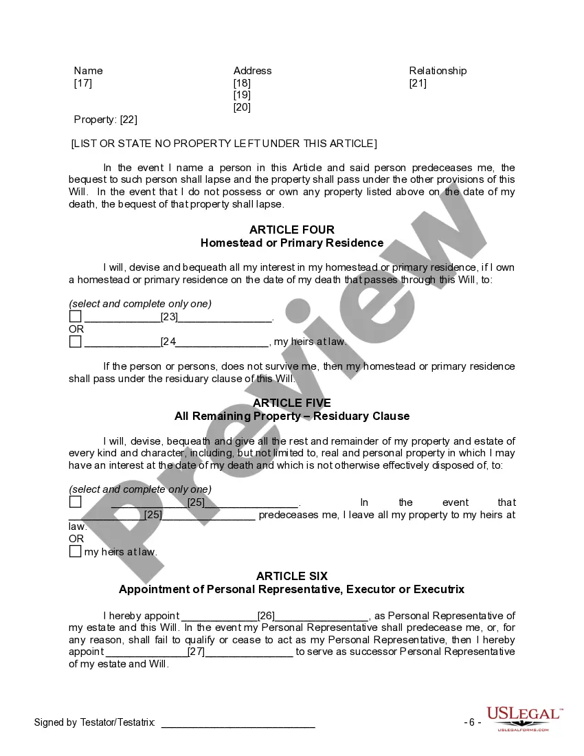 Preview Mutual Wills containing Last Will and Testaments for Man and Woman living together not Married with No Children