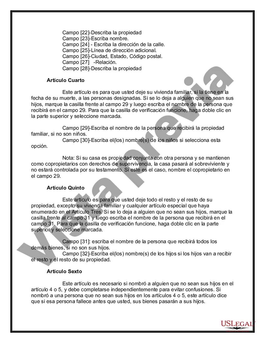 Preview Paquete de Testamentos Mutuos de Últimas Voluntades y Testamentos para Personas Solteras que conviven con Hijos Adultos