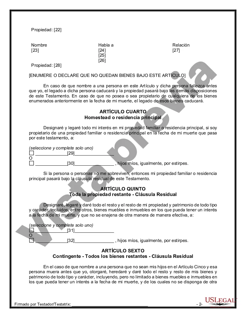 Preview Paquete de Testamentos Mutuos de Últimas Voluntades y Testamentos para Personas Solteras que conviven con Hijos Adultos