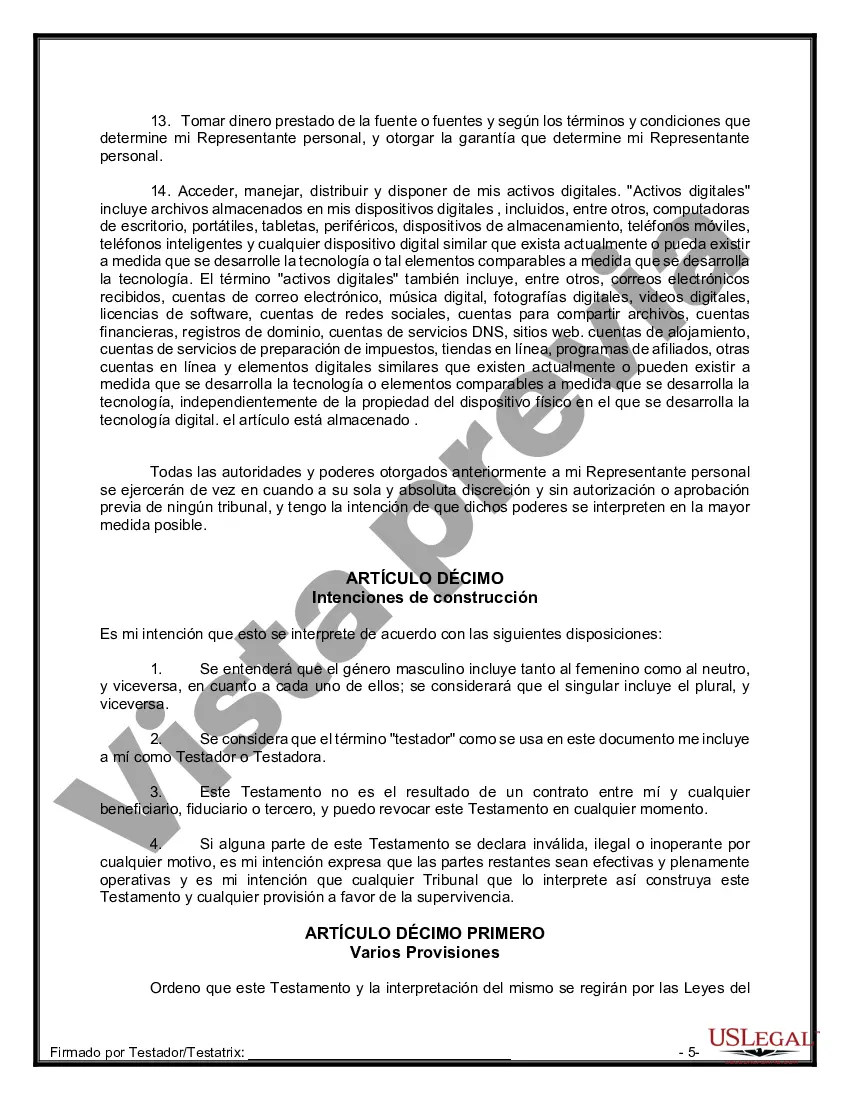 Preview Paquete de Testamentos Mutuos de Últimas Voluntades y Testamentos para Personas Solteras que conviven con Hijos Adultos