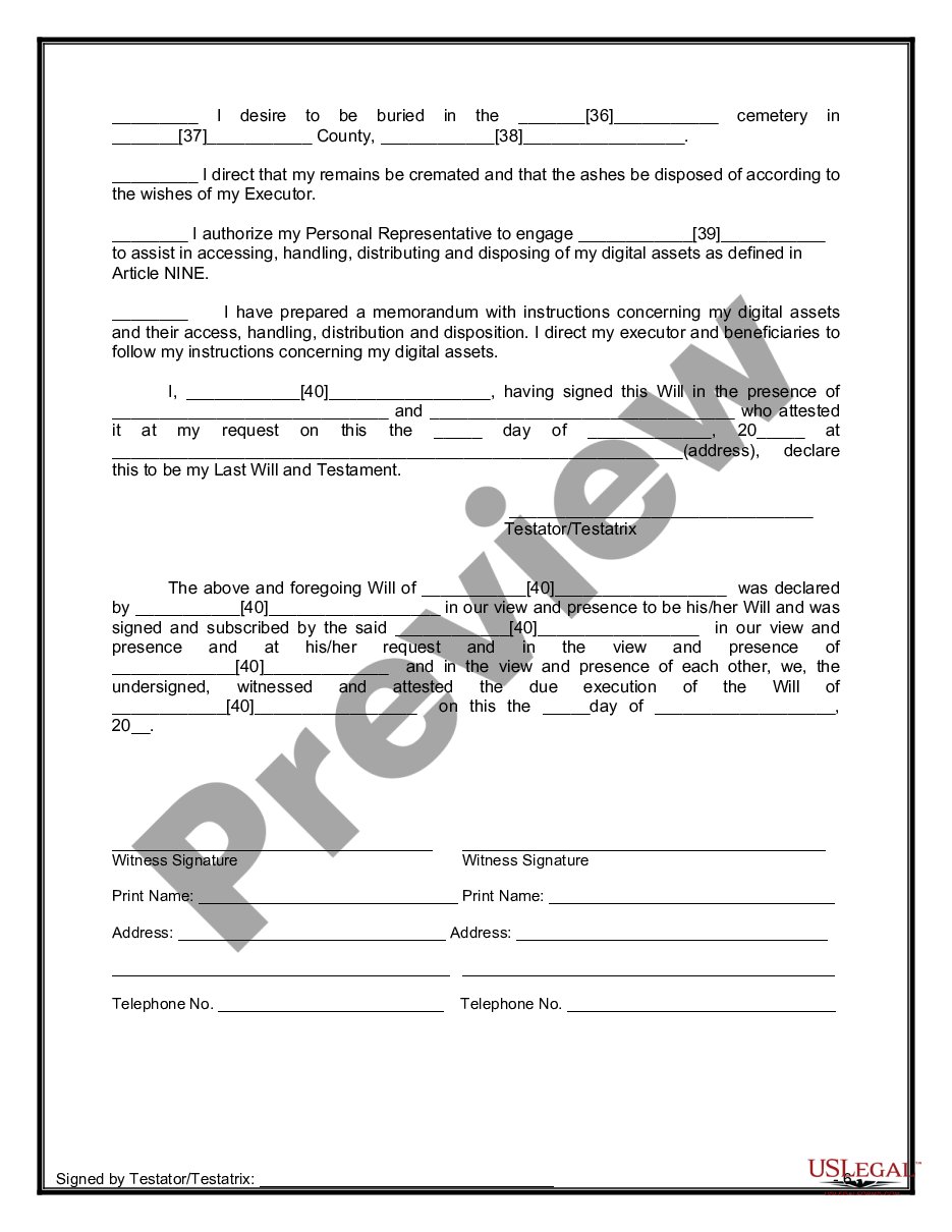 page 8 Mutual Wills Package of Last Wills and Testaments for Unmarried Persons living together with Adult Children preview