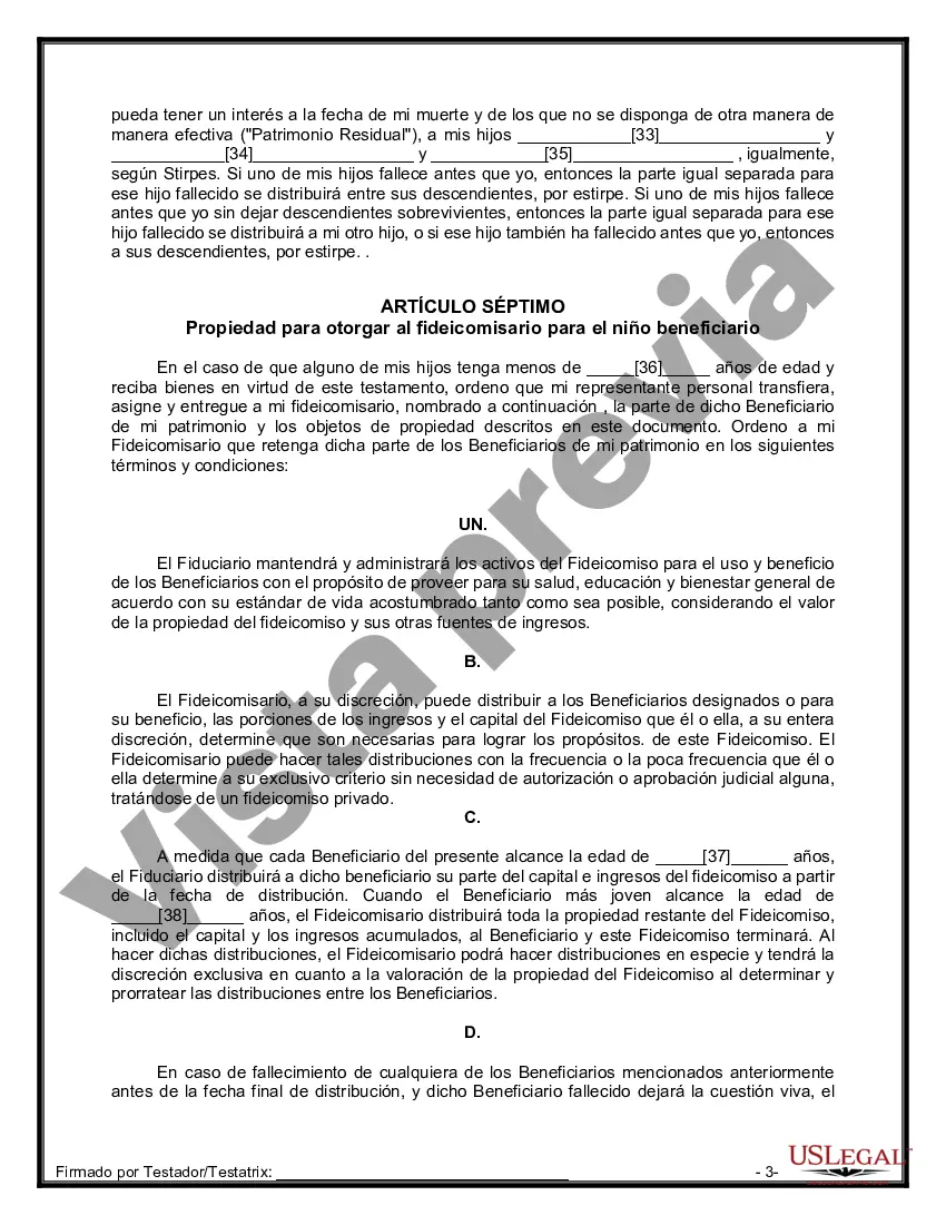 Preview Testamentos Mutuos o Últimas Voluntades y Testamentos para Personas Solteras que conviven con Hijos Menores