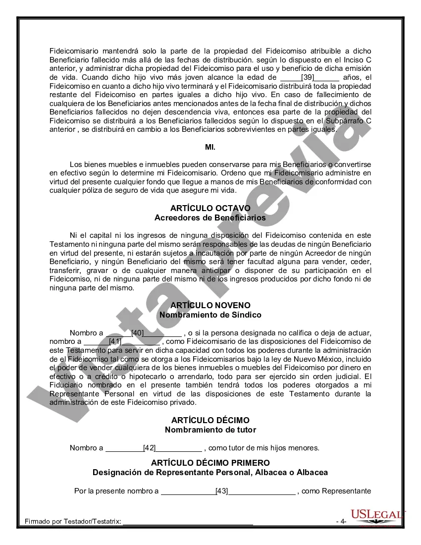 Preview Testamentos Mutuos o Últimas Voluntades y Testamentos para Personas Solteras que conviven con Hijos Menores