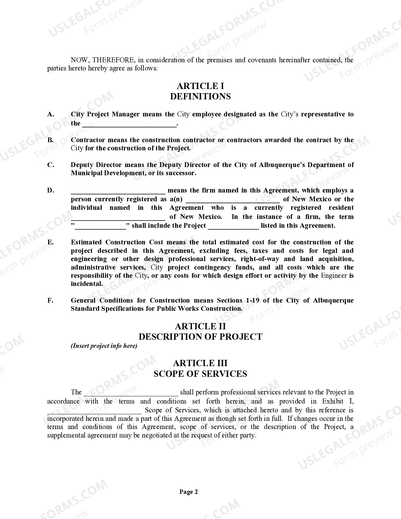 Preview Professional Services Agreement with Municipal Corporation