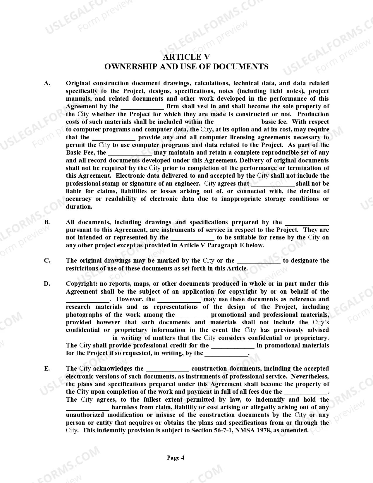 Preview Professional Services Agreement with Municipal Corporation