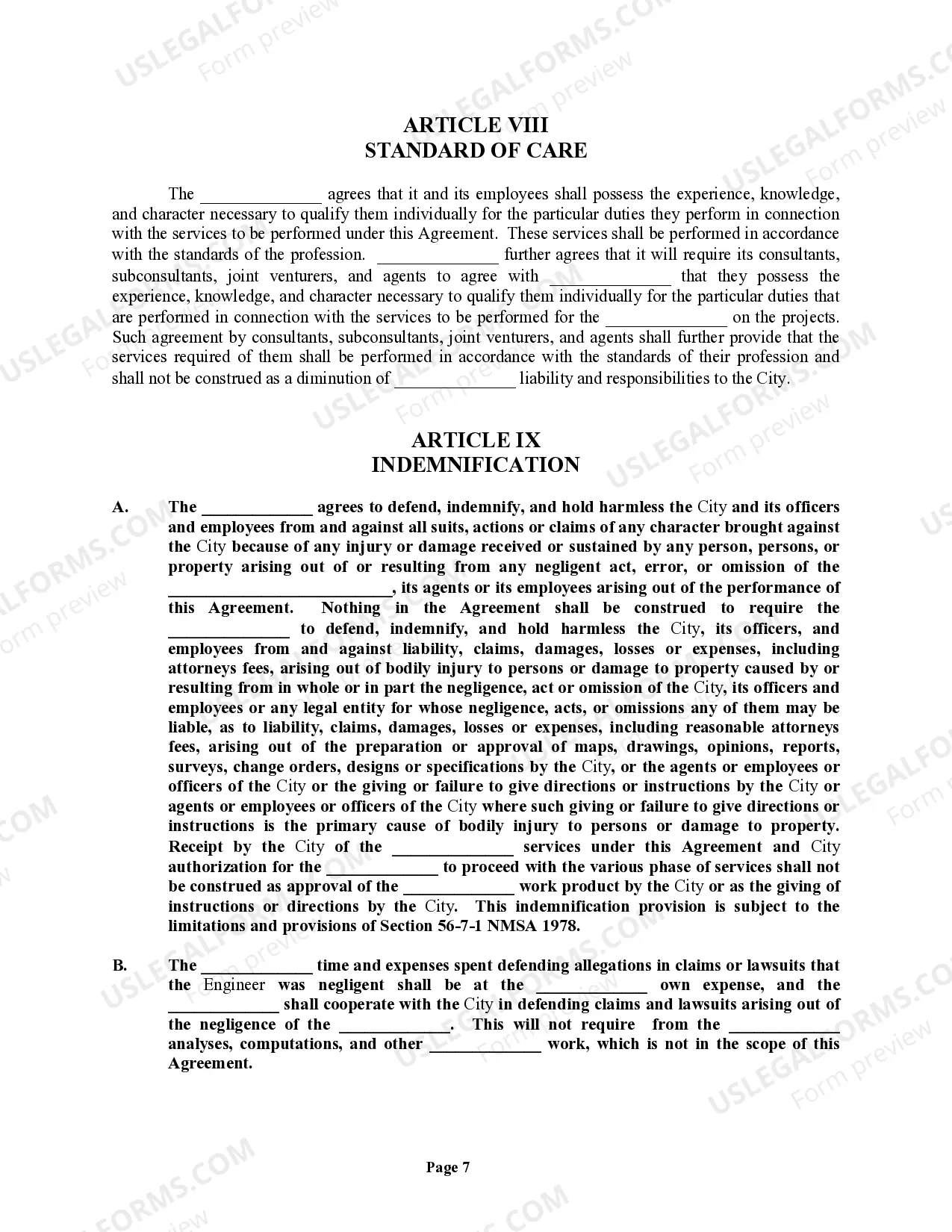 Preview Professional Services Agreement with Municipal Corporation