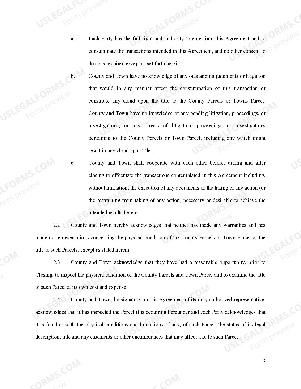 Preview Land Exchange Agreement