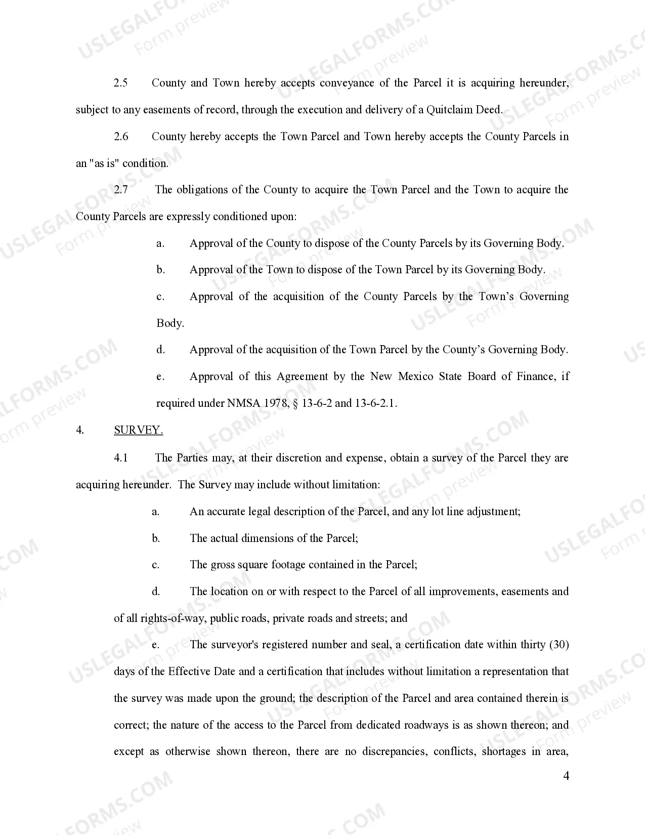 Preview Land Exchange Agreement