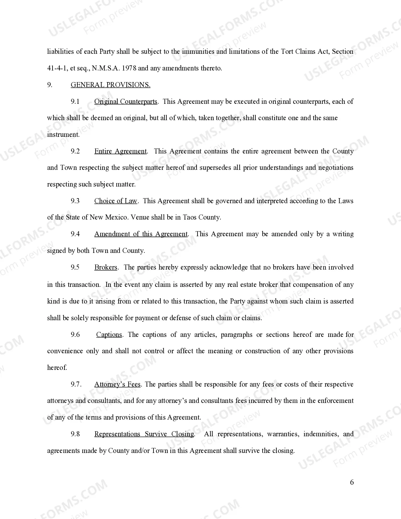 Preview Land Exchange Agreement