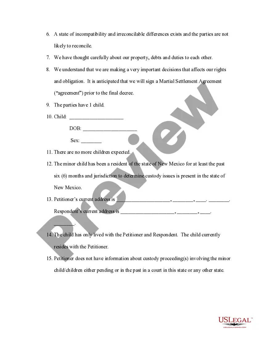 Preview Petition for Dissolution of Divorce with Children