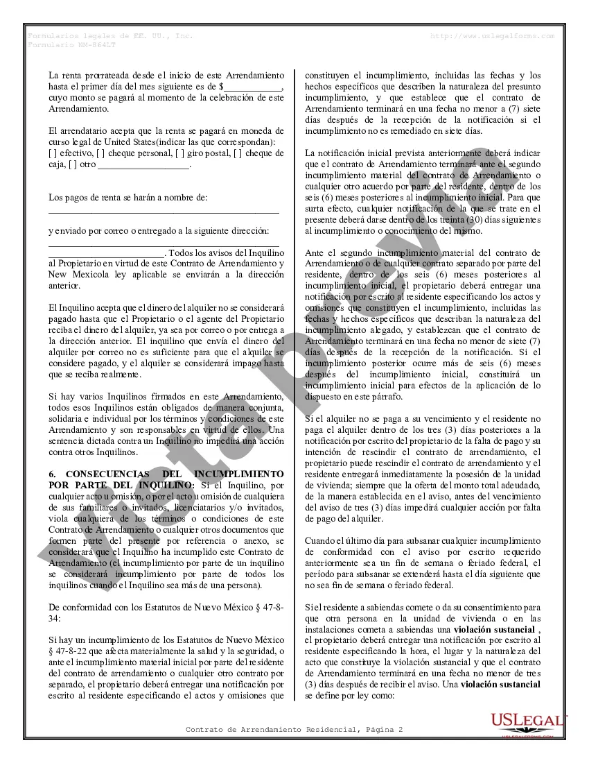 Preview Contrato de arrendamiento de alquiler residencial