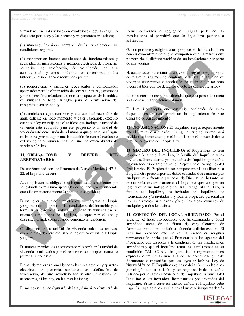 Preview Contrato de arrendamiento de alquiler residencial