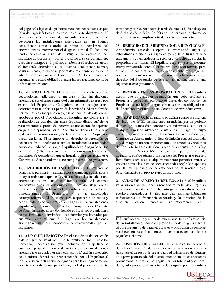 Preview Contrato de arrendamiento de alquiler residencial