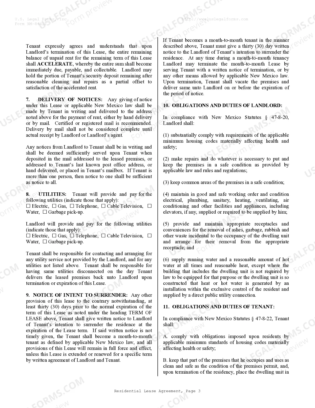 Preview Residential Rental Lease Agreement