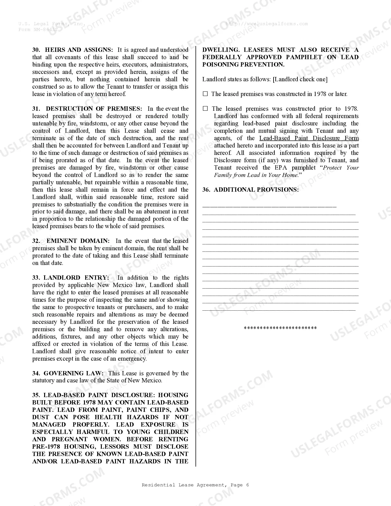 Preview Residential Rental Lease Agreement