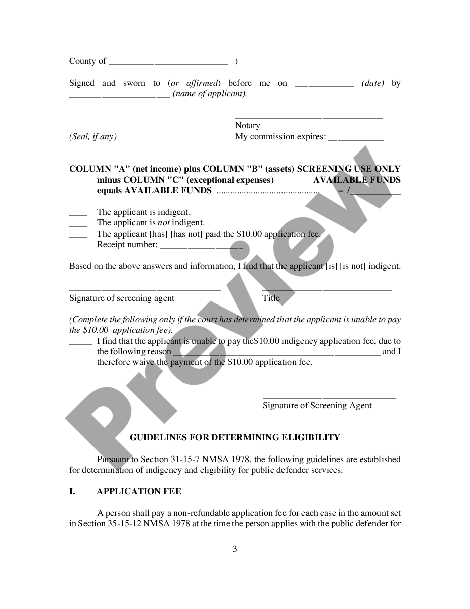 Application For Determination Of Indigent Status Approved Us Legal Forms 0459