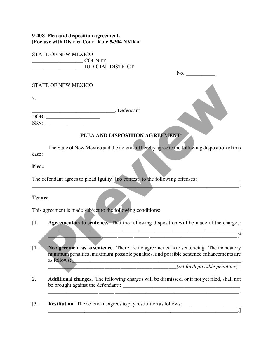 page 0 Plea and Disposition Agreement - District Court preview