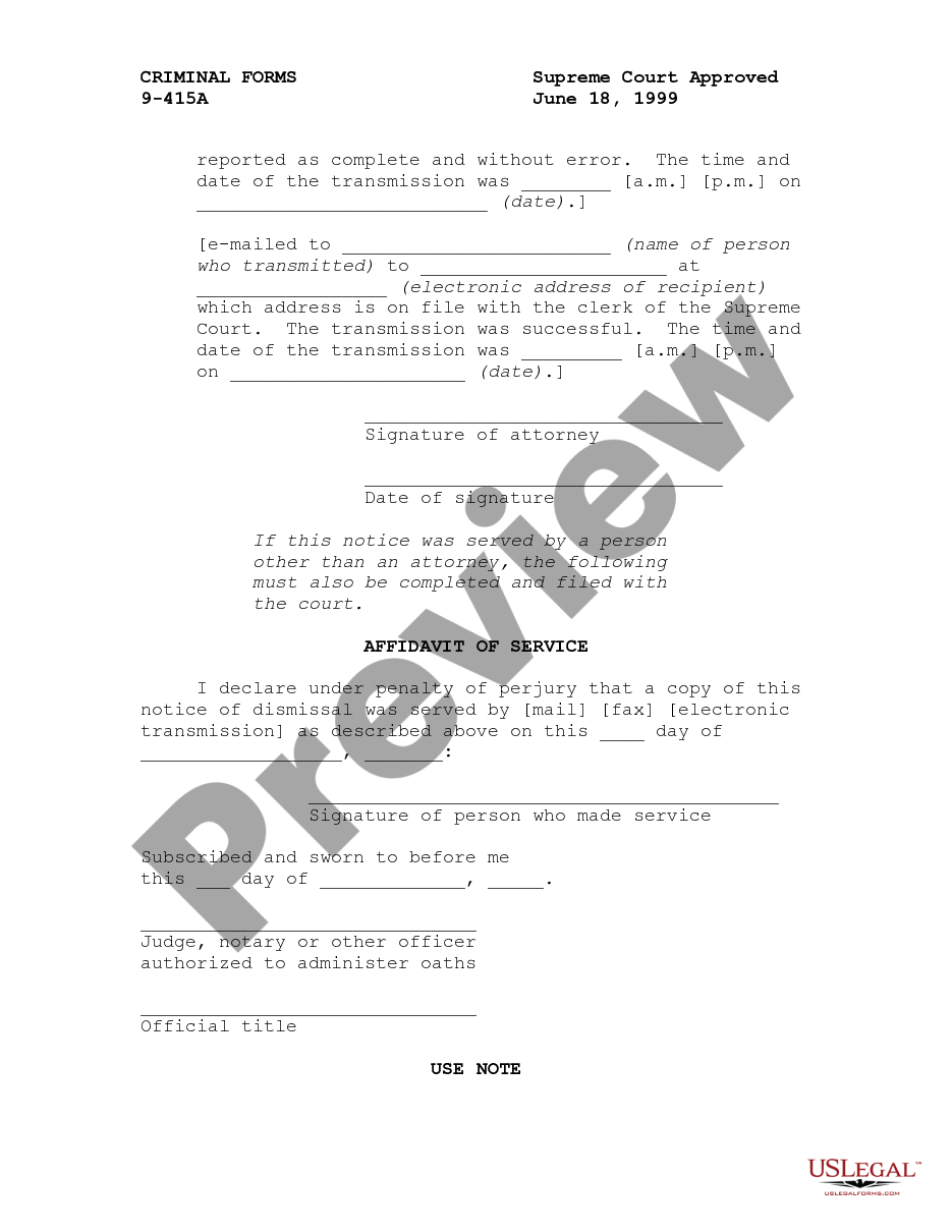 page 1 Notice of Dismissal - Felony Case preview
