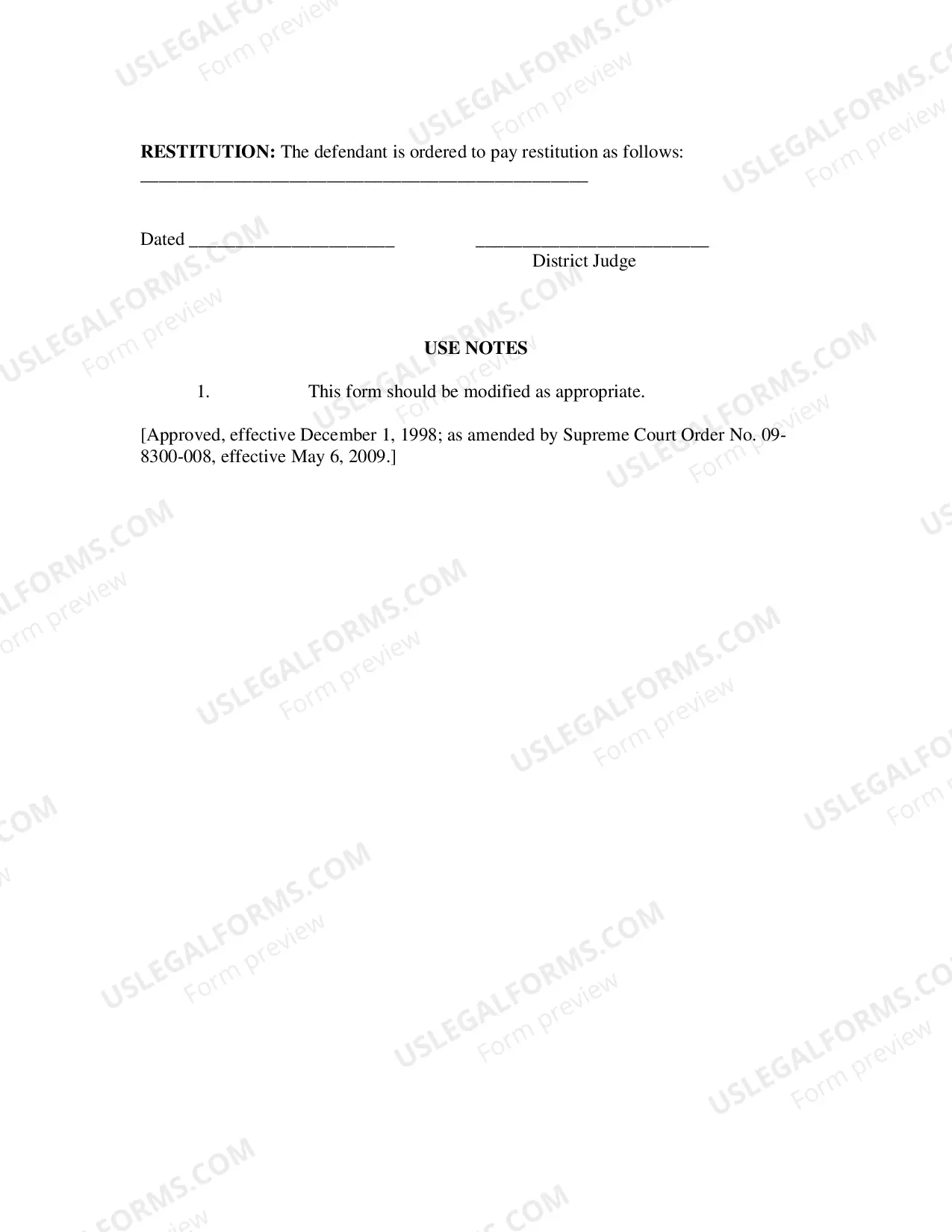 Preview Judgment and Sentence