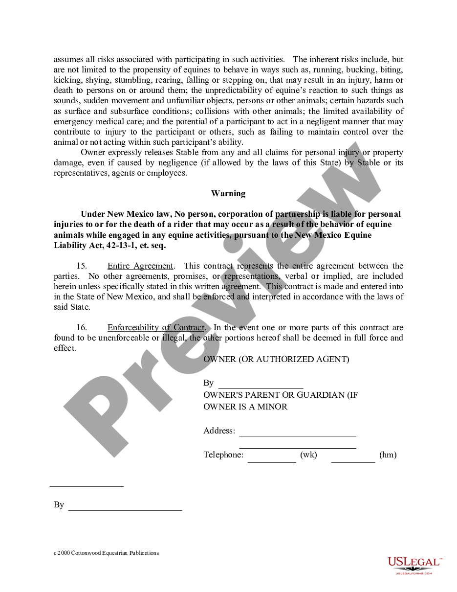 page 4 New Mexico Horse Equine Forms Package preview