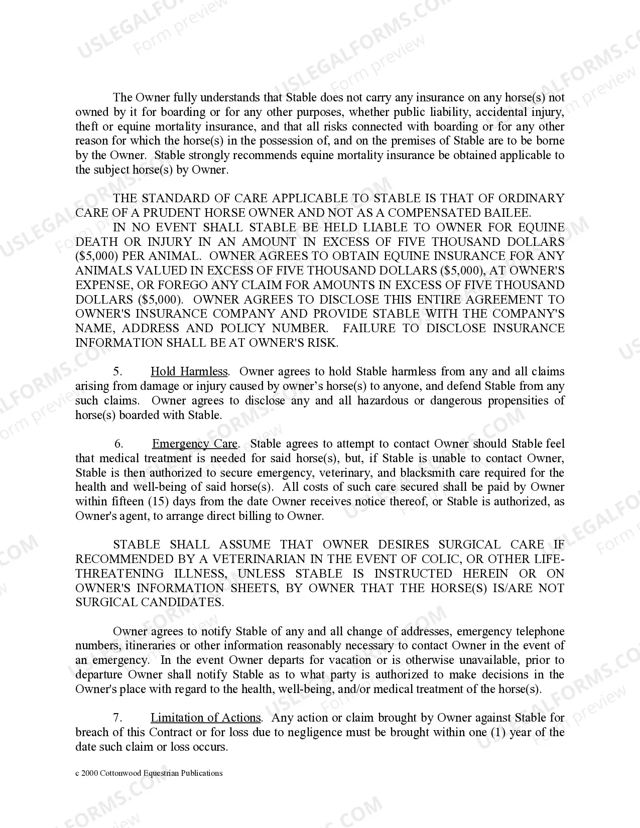 Preview New Mexico Horse Equine Forms Package