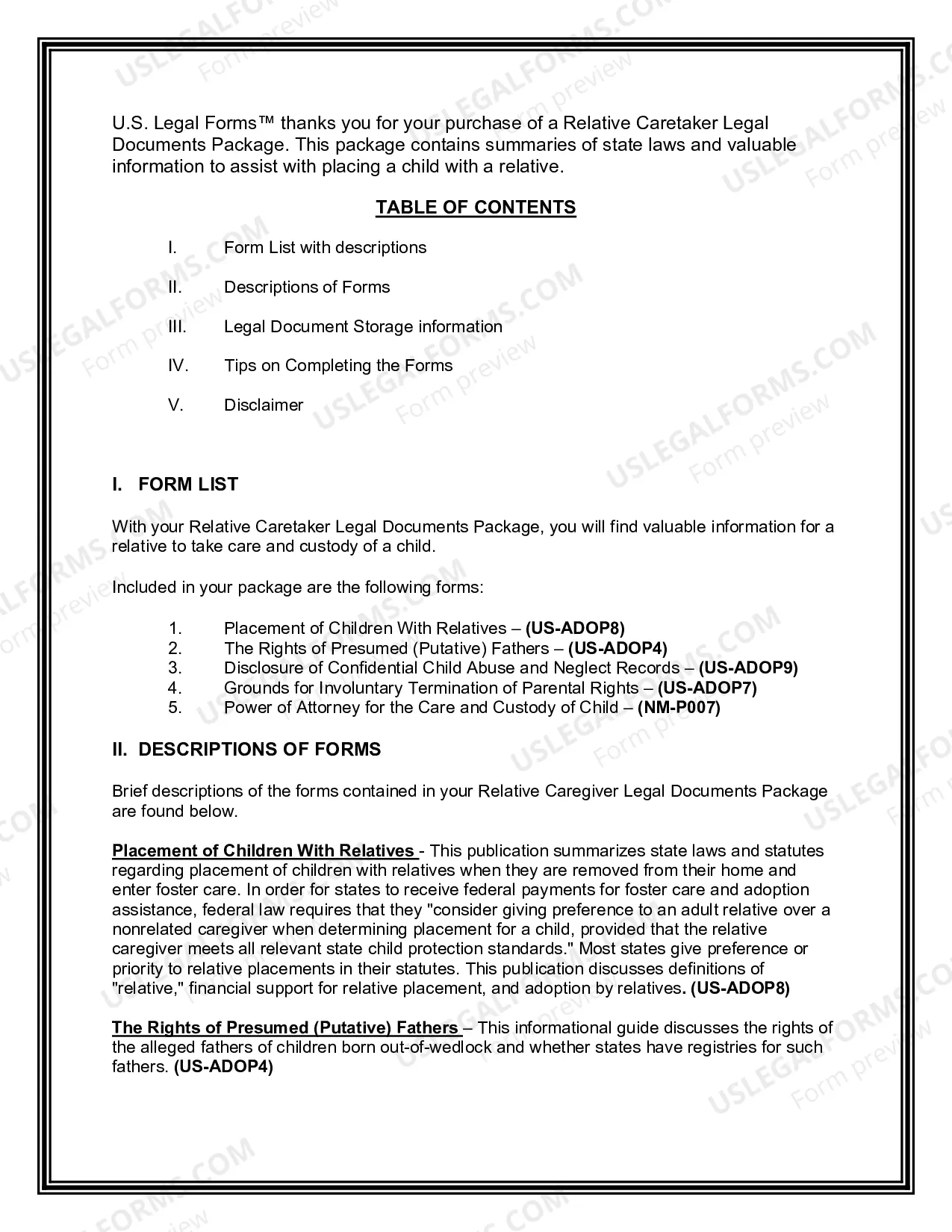 Preview New Mexico Relative Caretaker Legal Documents Package