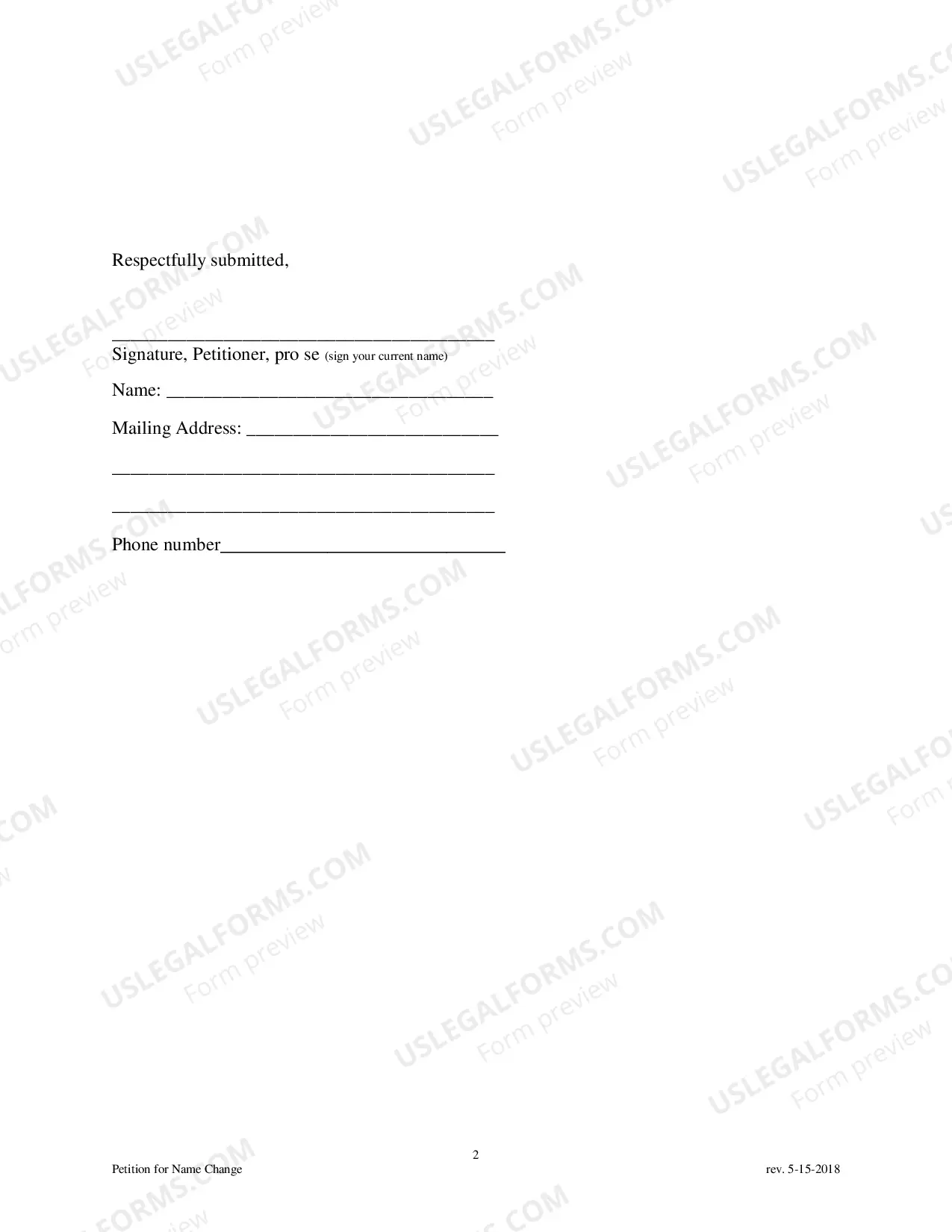 Preview Petition to Change Name - Adult - Bernalillo County Only