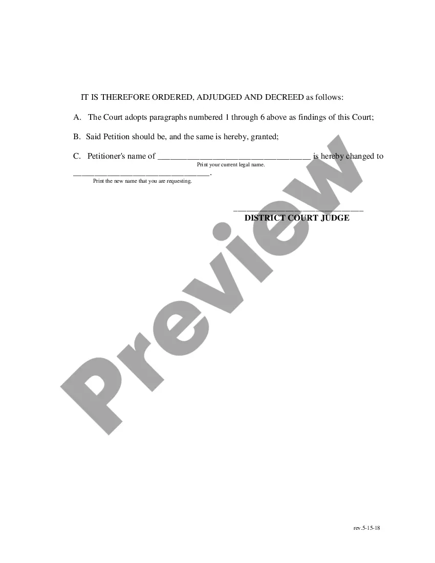 Preview Final Order Changing Name - Adult Name Change - Bernalillo County Only