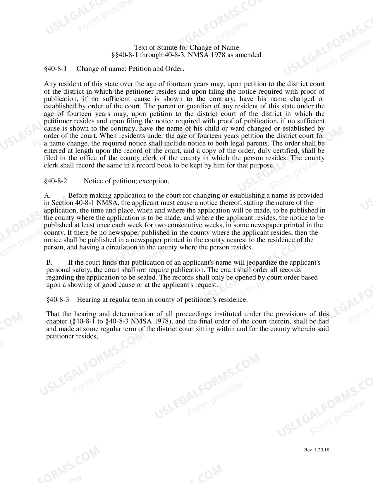 Preview Name Change Instructions and Forms for an Adult (Over 14) - Bernalillo County Only