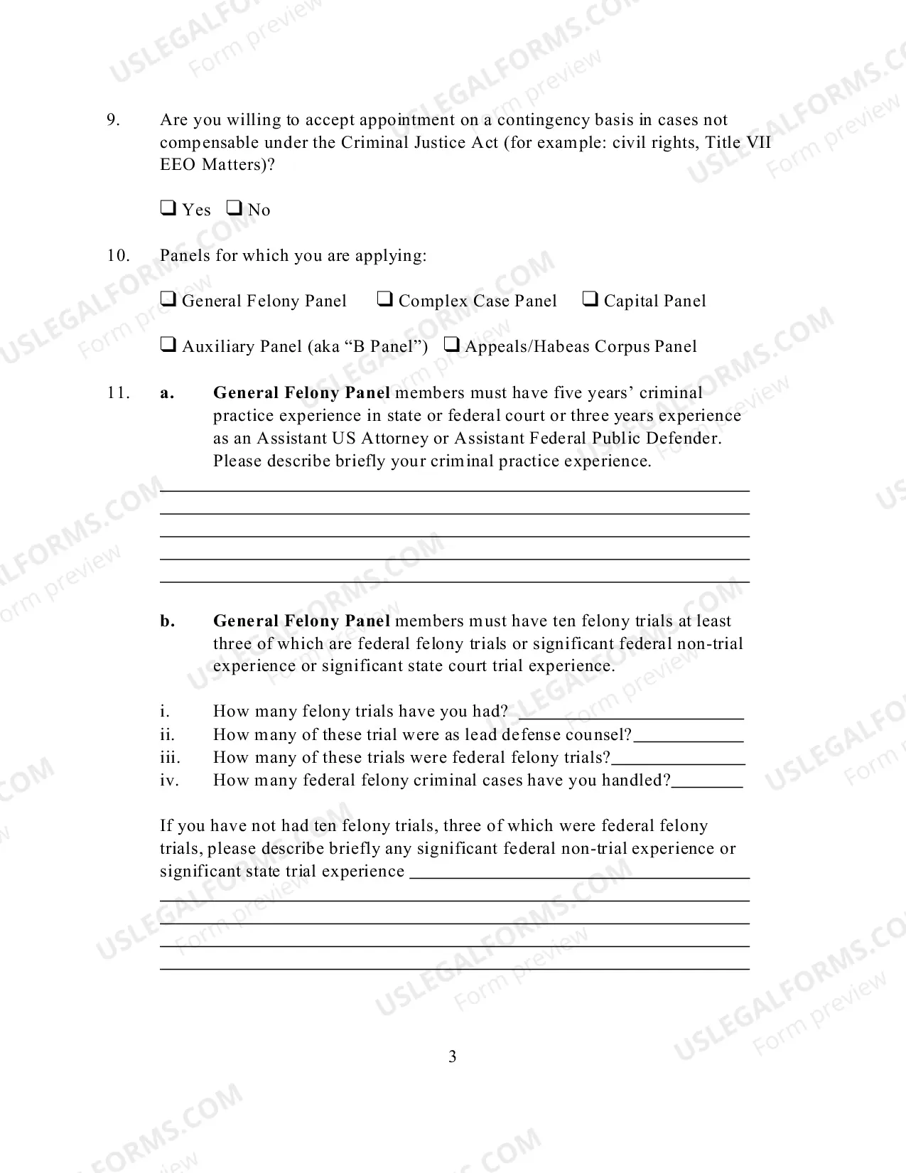 Preview Application for Membership Criminal Justice Act Panel