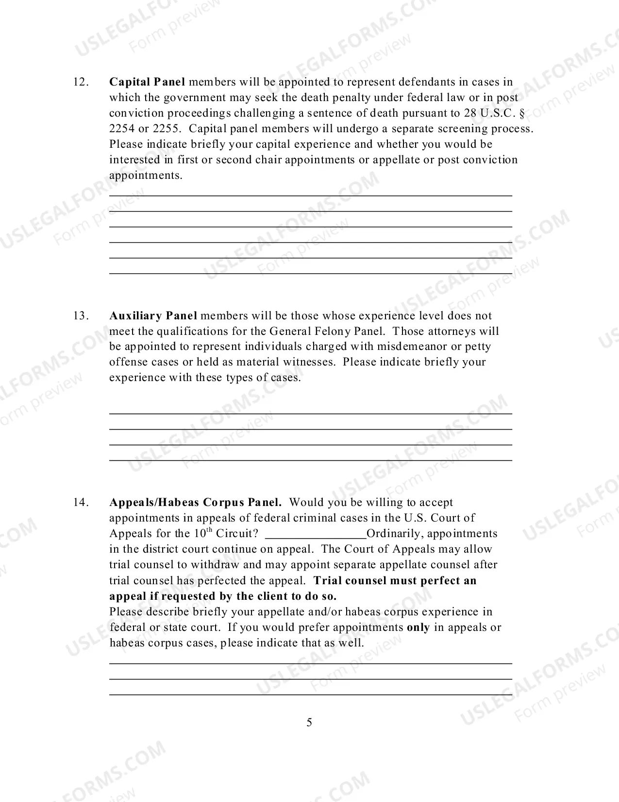 Preview Application for Membership Criminal Justice Act Panel