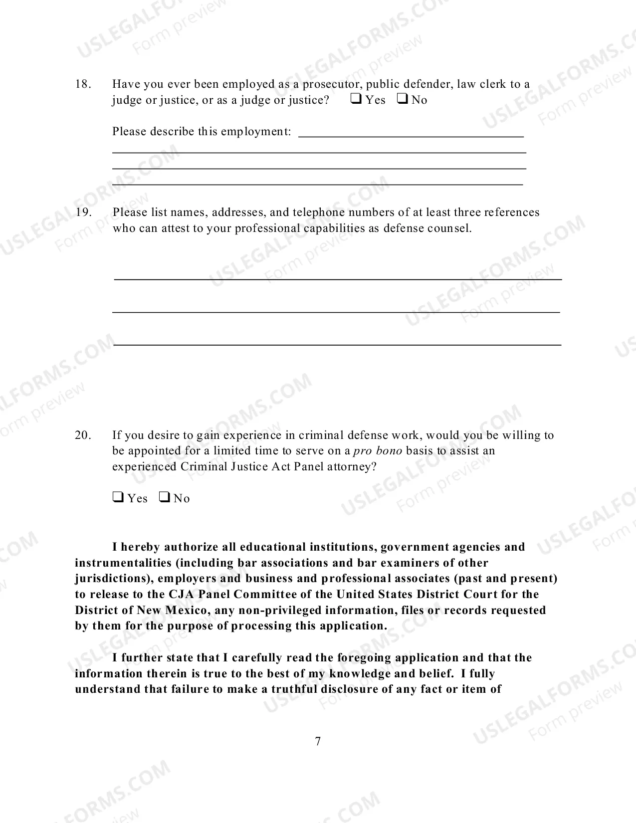 Preview Application for Membership Criminal Justice Act Panel