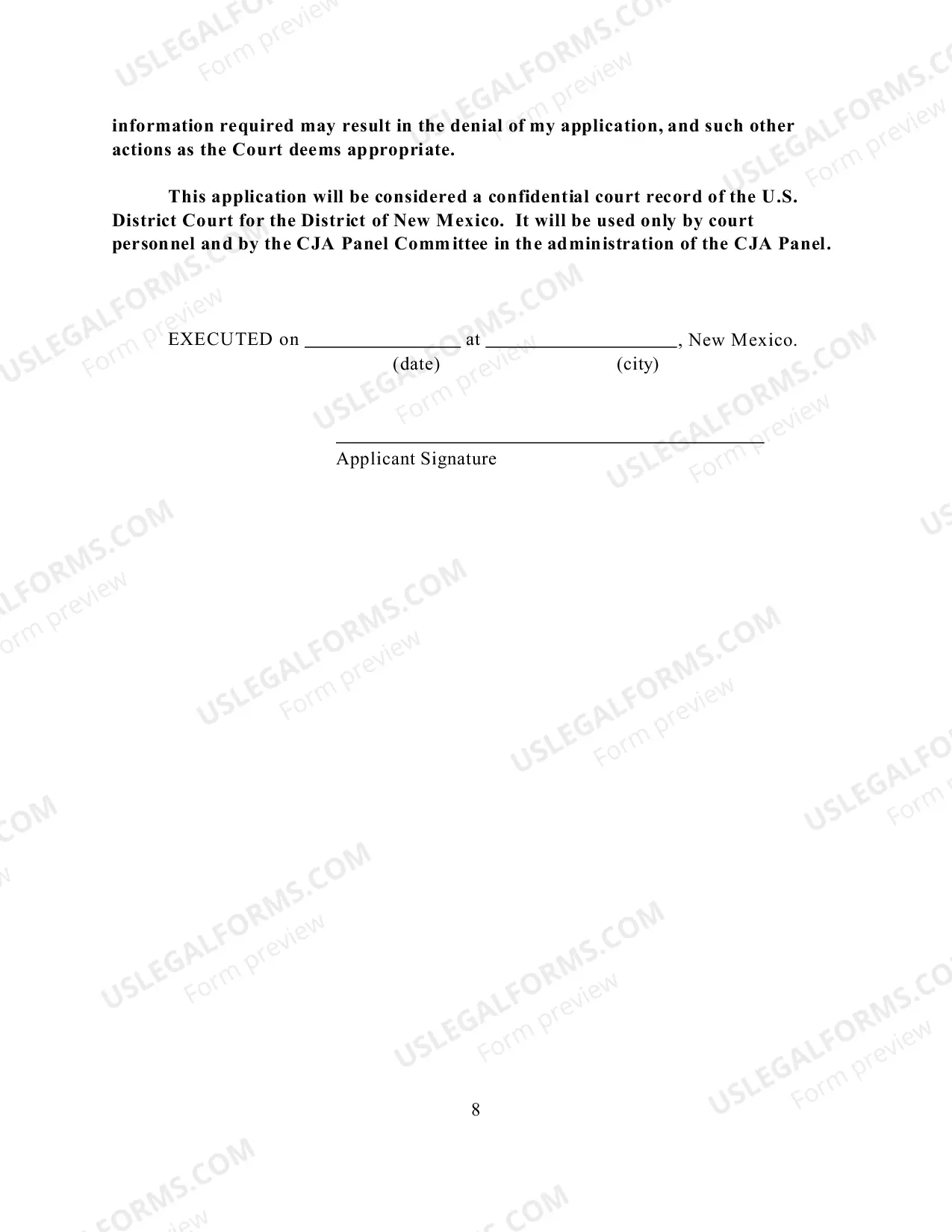Preview Application for Membership Criminal Justice Act Panel
